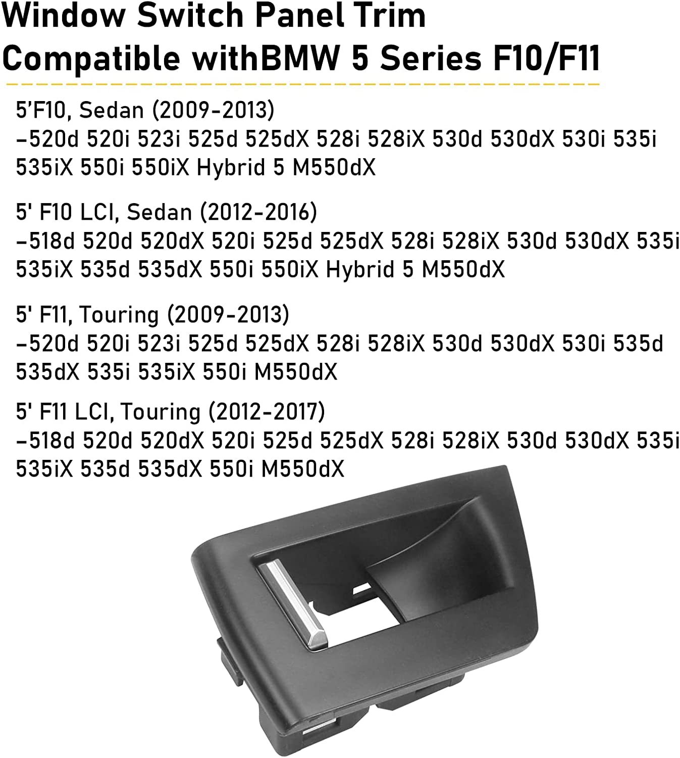 Upgraded For BMW 5 Series F10/F11 Window Switch Covers | Right | YDSSTORE