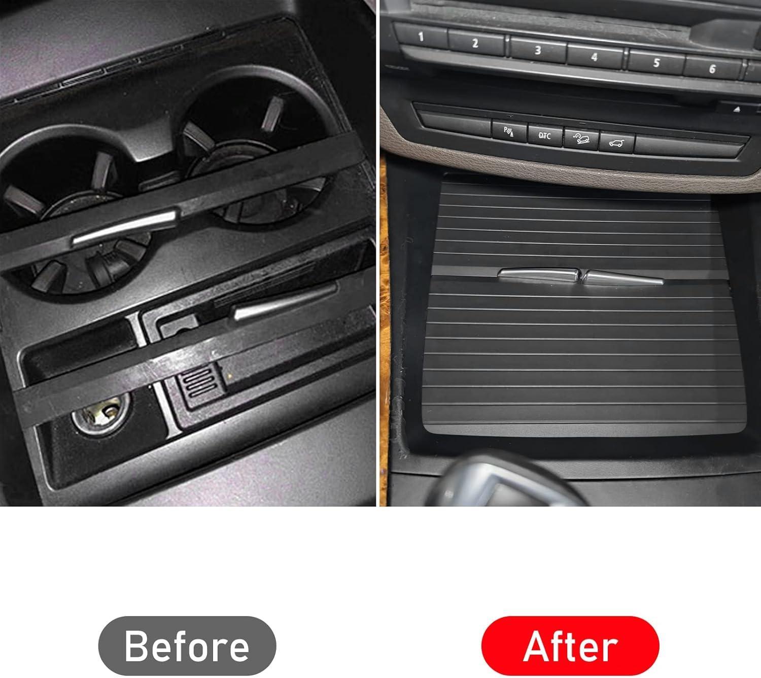 YDSSTORE  Compatible with BMW Cup Holder Sliding Cover. X5/X6 Console Roller Blind Cover. Center Console Sliding Shutters for BMW X5 E70 (2006-2013) / X6 E71 E72 (2007-2014)-autoydsstore