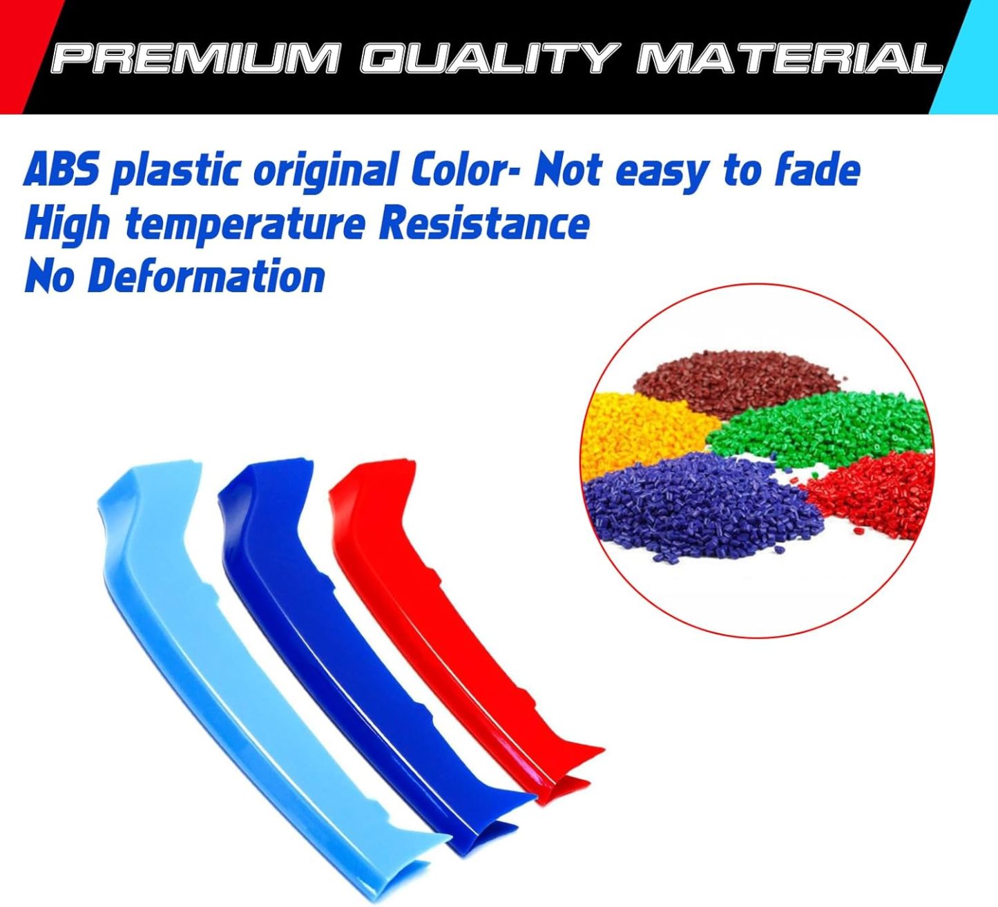 YDSSTORE M-Colored Tri Grille Insert Trim Strips for BMW 4 Series F32 F33 F36 (2014-2018) | Compatible with 9-Beam Black Curved Grilles | Easy Clip-on Installation-autoydsstore