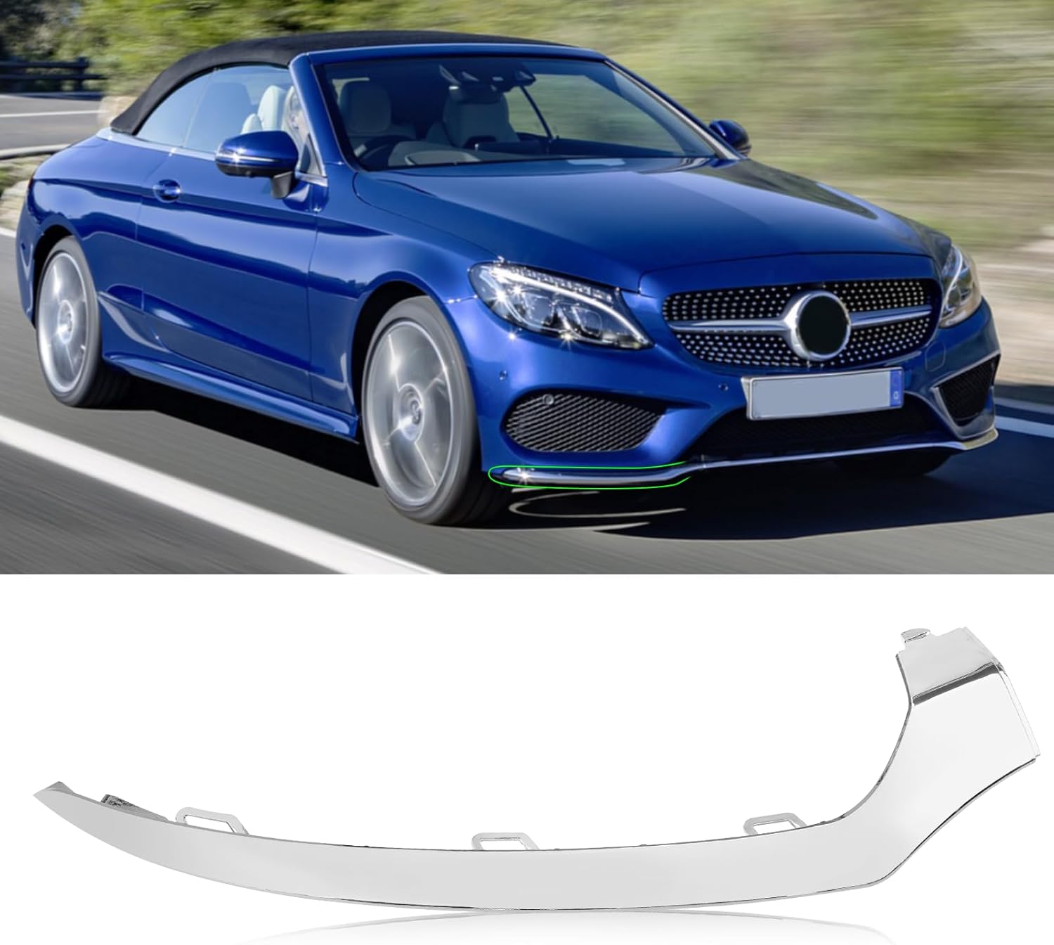 For Mercedes-Benz W205 Front Bumper Trim Molding 2015-2018. Right Front Bumper Lower Chrome Trim Replacement A2058851474 for Mercedes W205 C300 C400 C350 C63 AMG-LINE Sport Model-autoydsstore