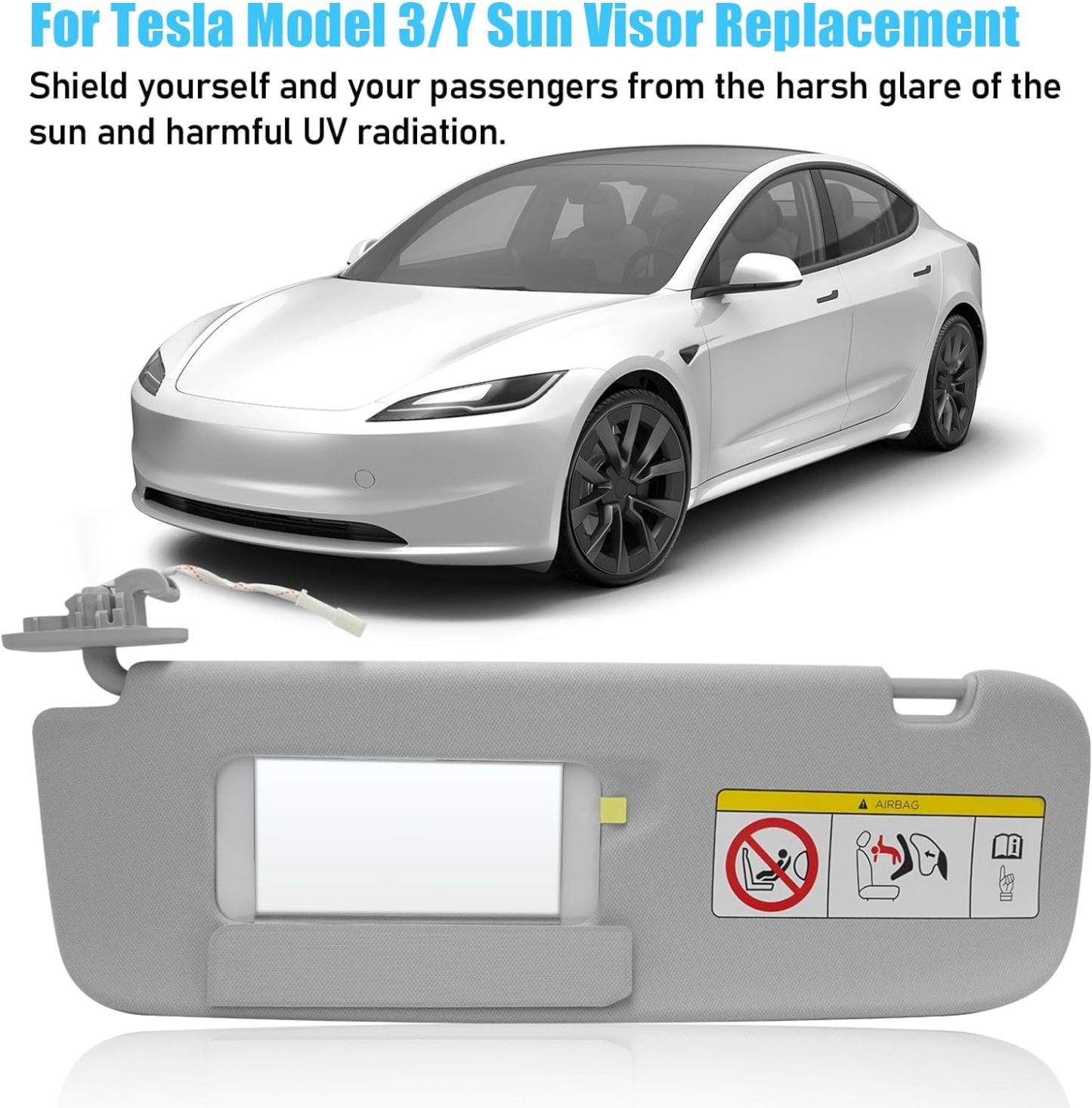 YDSSTORE Compatible with Tesla Model 3/Y Sun Visor 2021 2022 2023. 1490405-01-B. Driver Side Sunvisor Replacement with Vanity Mirror. Left Sun Visor for Tesla Model 3 Model Y 2021-2023 (Left)-autoydsstore