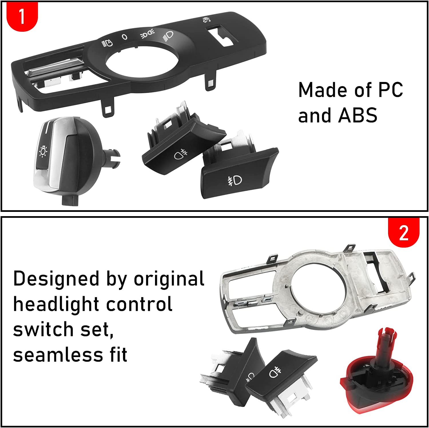 For BMW Headlight Control Switch Set | 4PCS Kit for 5 F10. 6 F12. 7 F01. X3 F25. X4 F26 | YDSSTORE