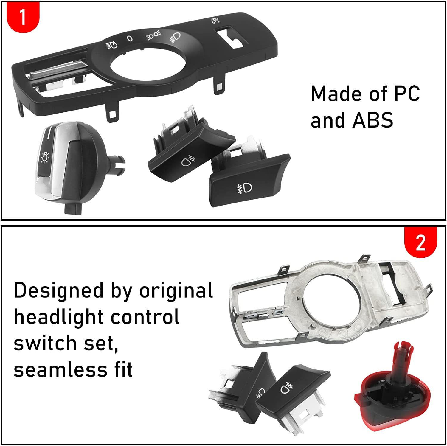 For BMW Headlight Control Switch Set | 4PCS Kit for 5 F10. 6 F12. 7 F01. X3 F25. X4 F26 | YDSSTORE