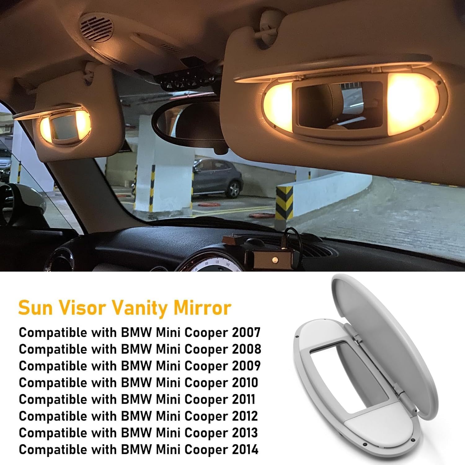 2007-2014 Mini Cooper Gray Sun Visor Vanity Mirror Cover - R55/56/60 | YDSSTORE