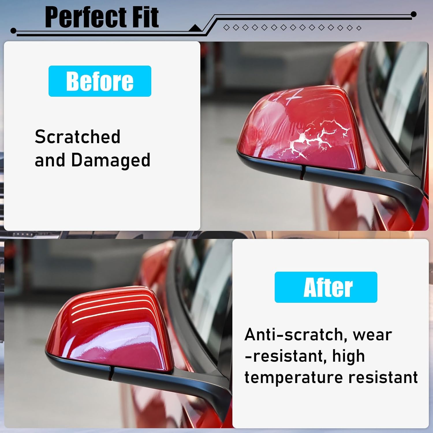 YDSSTORE Compatible with Tesla Model 3 Side Mirror Cover Replacement 2017 2018 2019 2020 2021 2022 2023 2024. Passenger Side Rear View Mirror Cover. Door Mirror Cover Caps for Model 3 Accessories(Red)-autoydsstore