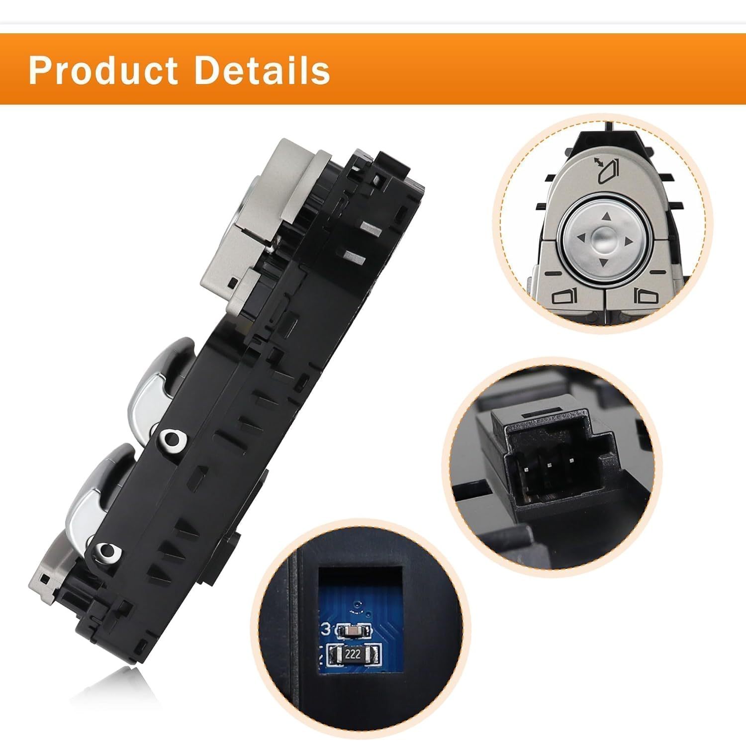 2229056800 Left Driver Side Door Power Window Switch Fit for Mercedes Benz C300 C400 GLC300 2015 2016 2017 2018 2019 2020 2021 Black