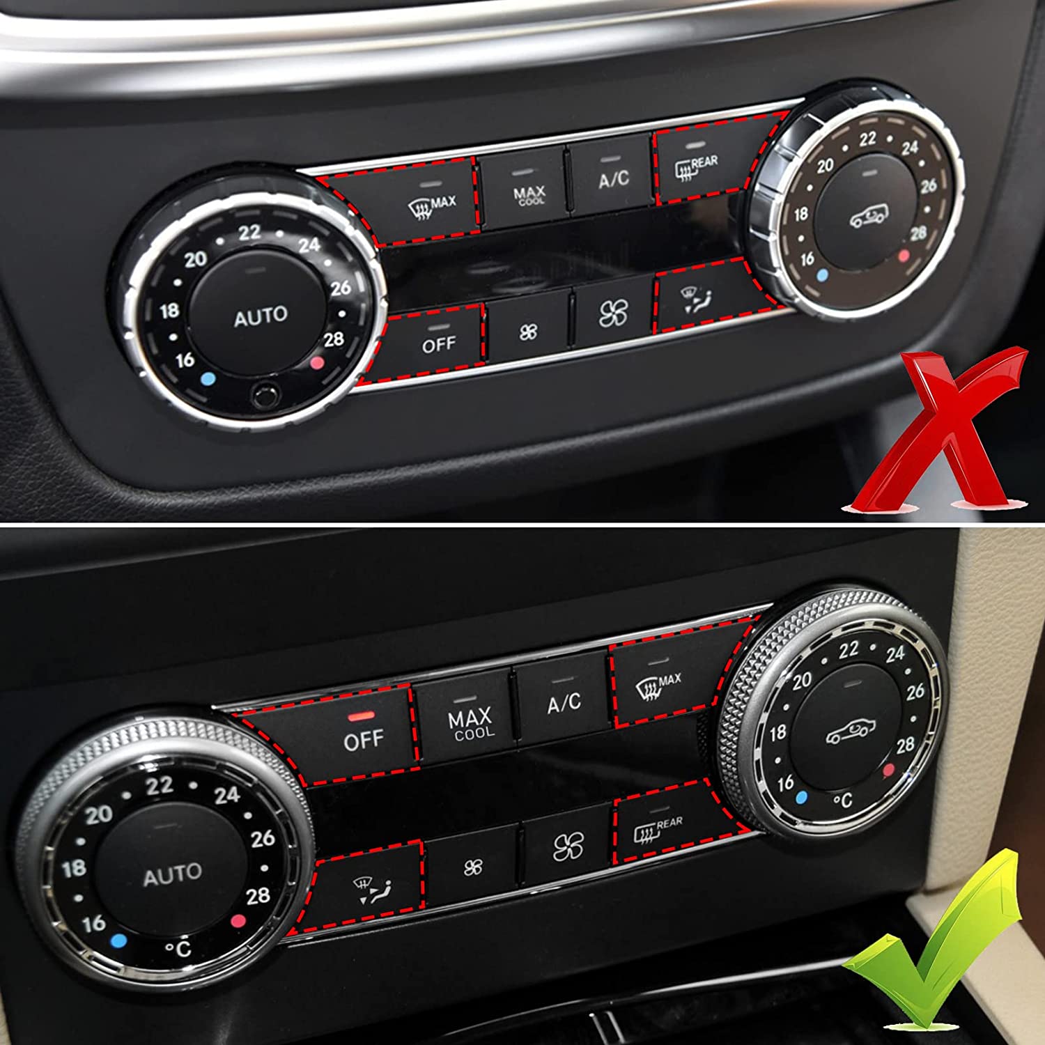 10PCS Upgraded for Mercedes Benz A/C Climate Control Button Covers | YDSSTORE