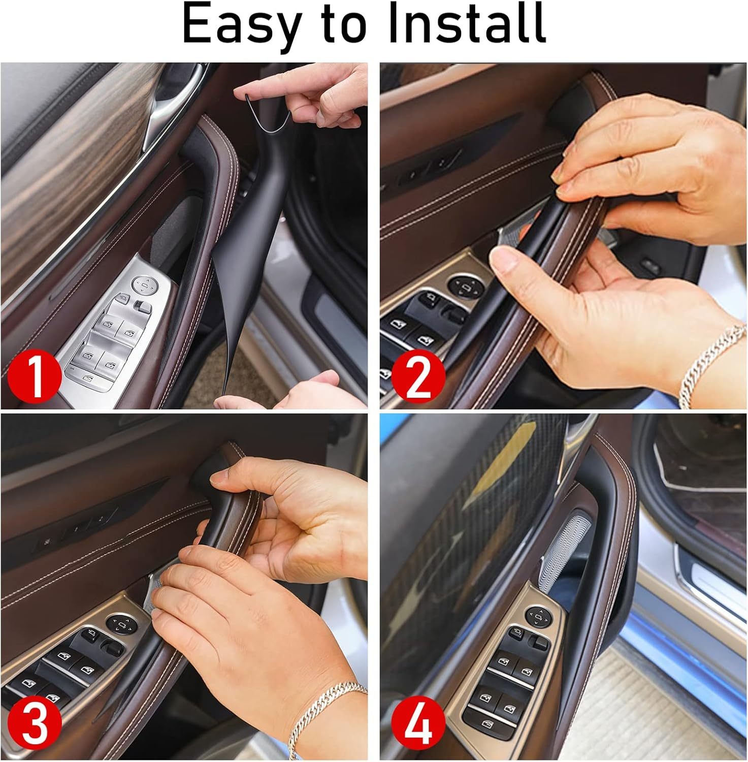 BMW 5 Series G30 G31 Interior Door Handle Covers 2017-2022 2PCS Replacement Door Pull Handle Covers for BMW G30 G31 F90 M5 518d 520d 520i 530d 540i M550i-autoydsstore