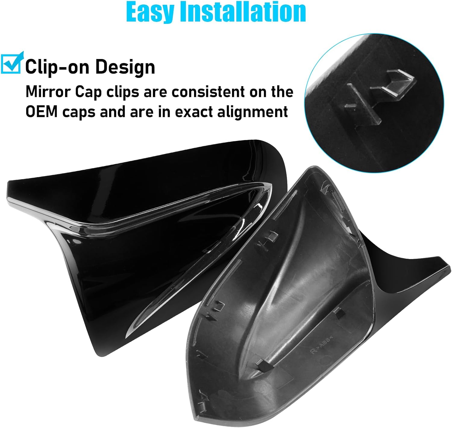 YDSSTORE Compatible with Tesla Model 3 Side Mirror Cover 2017-2024. Horns M Style Glossy Black Rear View Mirror Cover. Clip-on Left Driver &Right Passenger Side Mirror Caps for Tesla Model 3 Accessories-autoydsstore