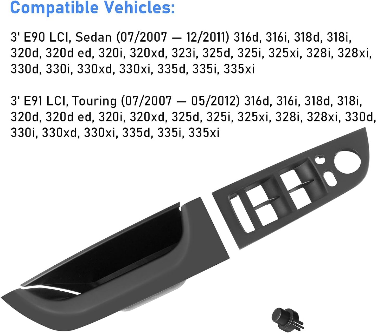 For BMW 3 Series E90/E91 Driver Side Door Handle Switch Panel Cover (Black) | YDSSTORE