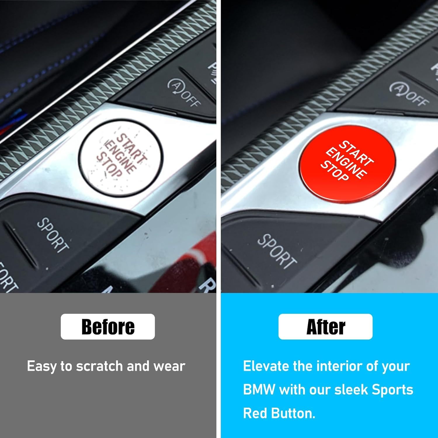Sports Red Start Stop Button For BMW 1 2 3 8 X5 X6 X7 Z4 | YDSSTORE