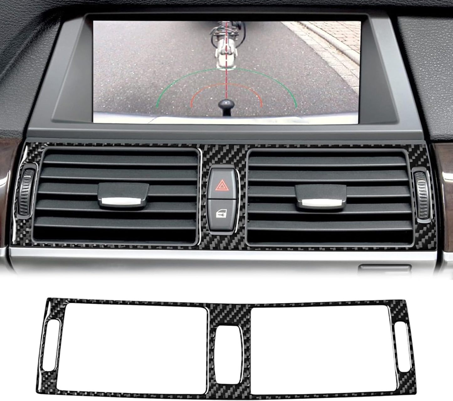 YDSSTORE Carbon Fiber Center Console Air Conditioning Outlet Vent Cover Frame Trim for BMW X5 E70 X6 E71 (2008-2013) – 1pc Black | Premium Interior Accessories-autoydsstore