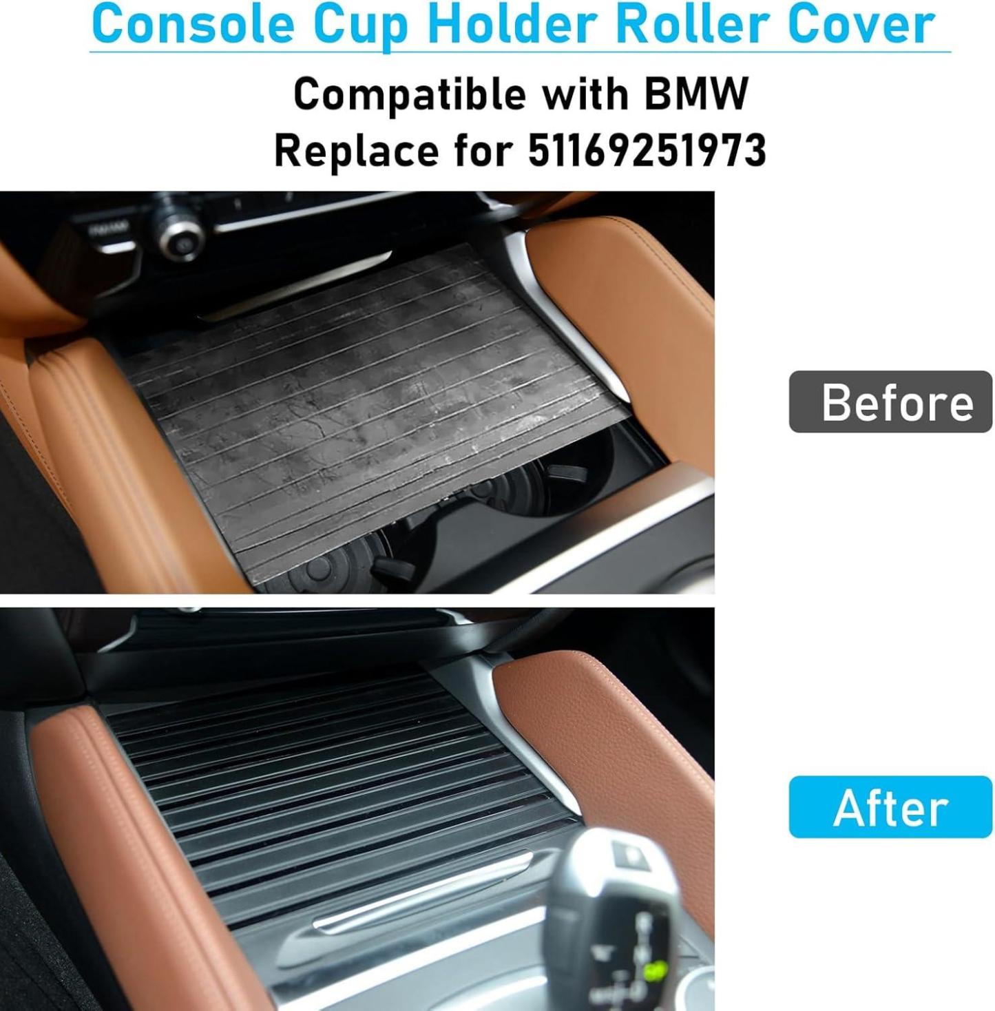 YDSSTORE Compatible with BMW Console Roller Blind Cover. X5 F15/X6 F16 Cup Holder Sliding Cover. Center Console Sliding Shutters for BMW X5 F15 F85 (2013-2017) / X6 F16 F86 (2014-2019)-autoydsstore