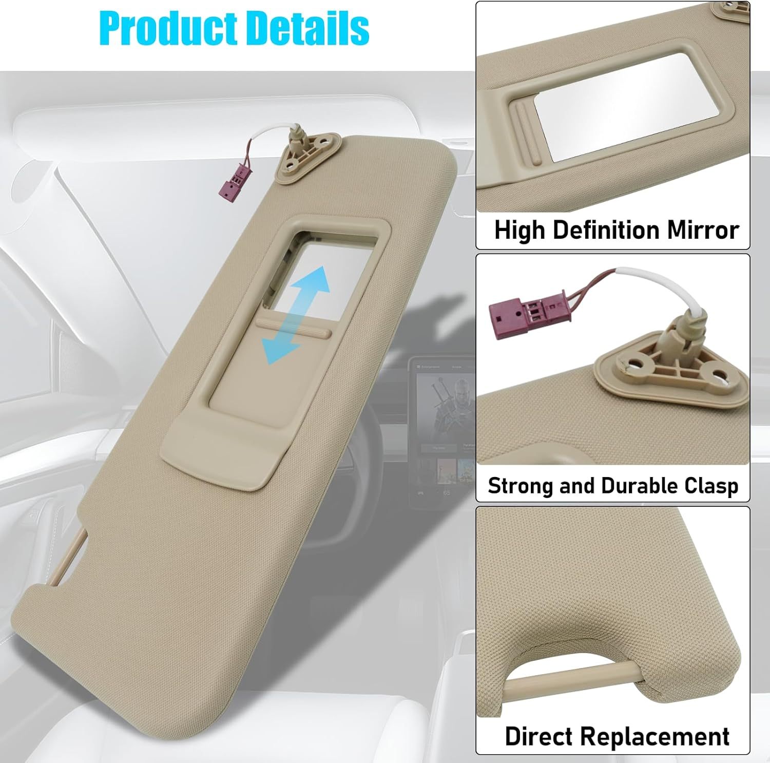 BMW 3 Series & X1 Right Sun Visor (E90. E91. E84) 2005-2015 | Beige | YDSSTORE