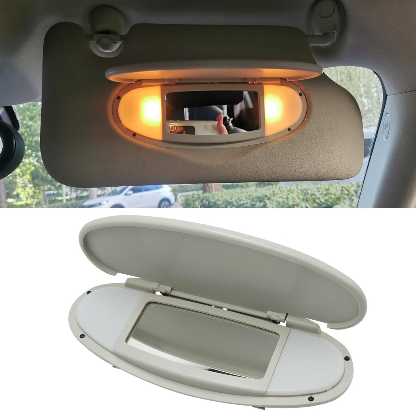 2007-2014 Mini Cooper Sun Visor Vanity Mirror Cover - Beige | R55/56/60 Replacement | YDSSTORE