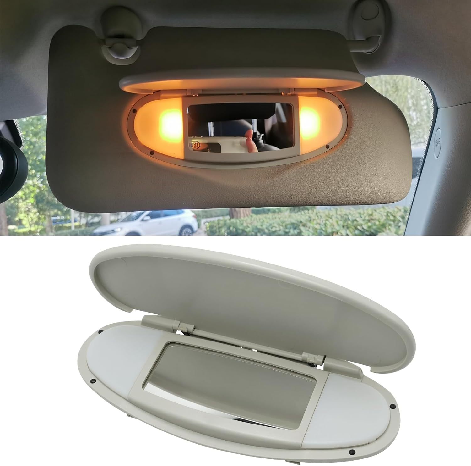2007-2014 Mini Cooper Sun Visor Vanity Mirror Cover - Beige | R55/56/60 Replacement | YDSSTORE