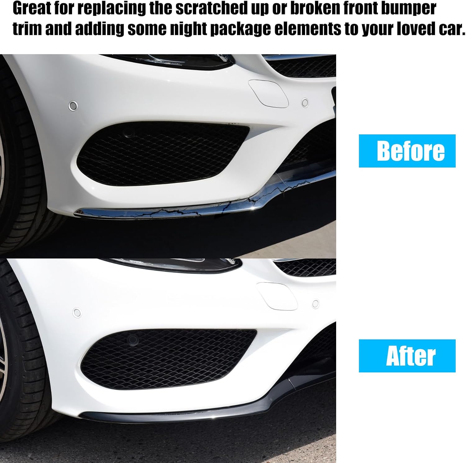 For Mercedes-Benz W205 Front Bumper Trim Molding 2015-2018. 3PCS Glossy Black Bumper Lower Trim Replacement for Mercedes W205 C300 C400 C350 C63 with AMG-LINE Sport Model-autoydsstore