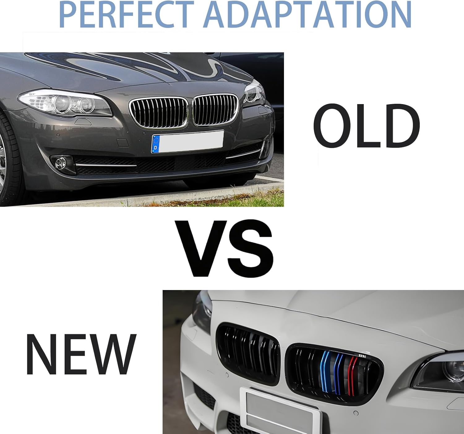 F10 Black Kidney Grille.Front Bumper Grill Compatible with 2010-2017 BMW 5 Series F10 F11 F18 Sedan 520i 528i 535d 535i 550i 520i (Double Slats M Color. F10 (2010-2016))