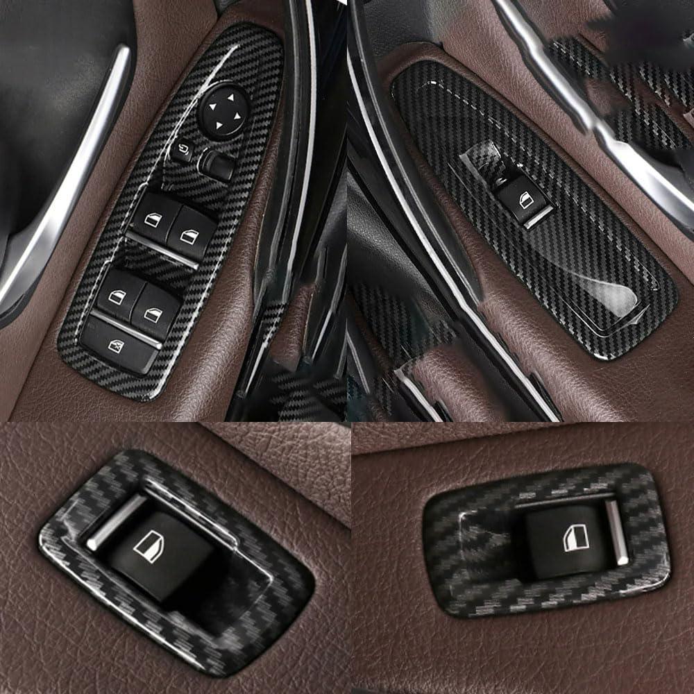 Compatible with BMW 1/3/4 Series. carbon fiber finish Window Lift Switch Cover. Interior Door Window Control Button Panel Trim Replacement for F20 F30 F31 F34 F35 F36 (Carbon 4PCS)-autoydsstore