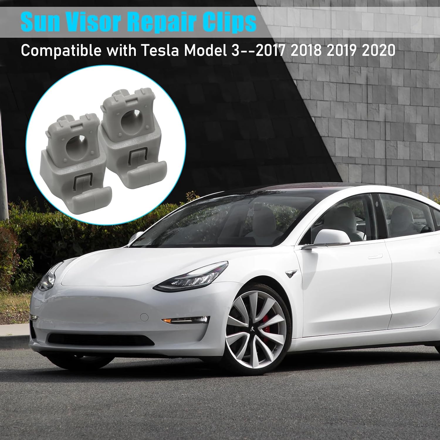 YDSSTORE Compatible with Tesla Model 3 Sun Visor Clips 2017 2018 2019 2020. 2PCS Interior Sun Visor Repair Clips Replacement. Grey Sun Visor Hook Retainer Clip for Tesla Model 3 Accessories 2017-2020-autoydsstore