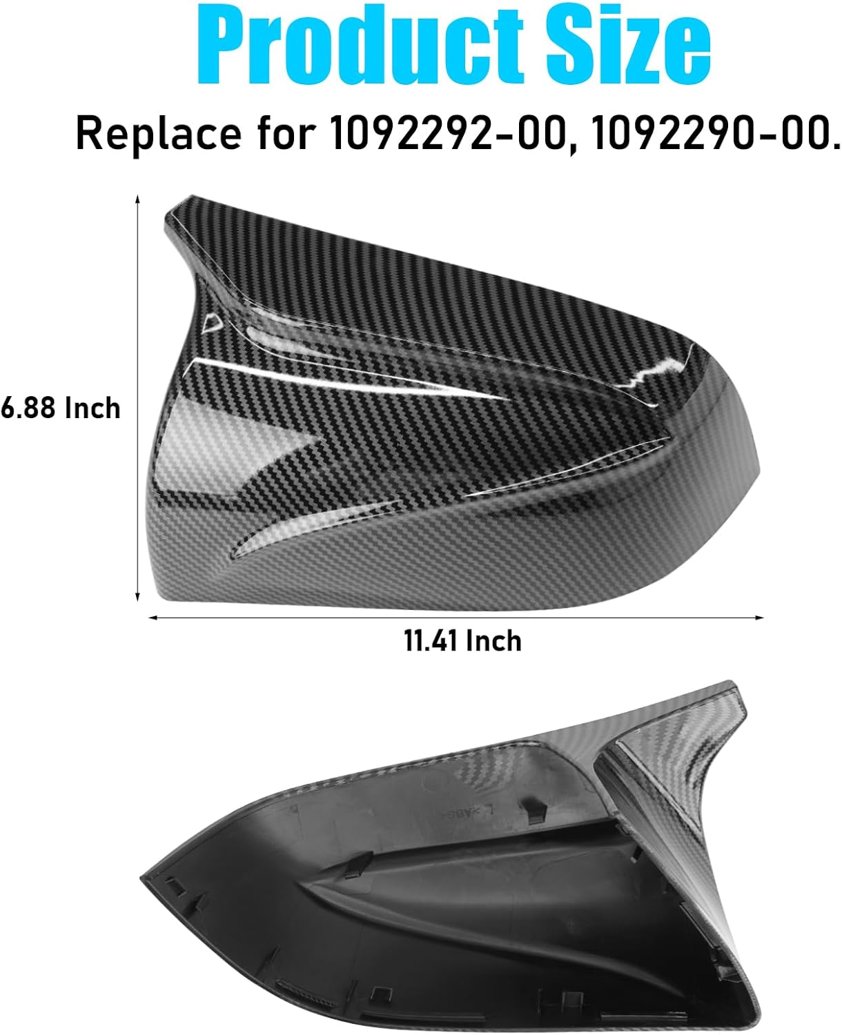 YDSSTORE Compatible with Tesla Model 3 Side Mirror Cover 2017-2024. Horns M Style Carbon Fiber Pattern Rear View Mirror Cover.Clip-on Left Driver and Right Side Mirror Caps for Tesla Model 3 Accessories-autoydsstore