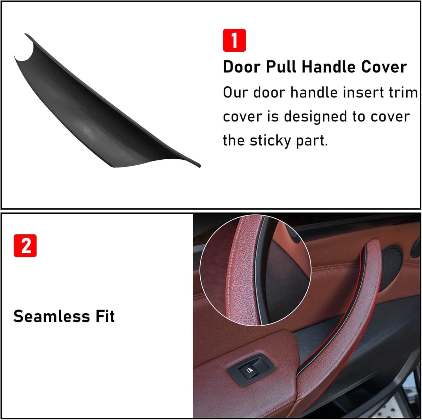 For BMW X5 E70/X6 E71 Door Handle Covers – 3PCS Set for BMW X5 E70 (2008-2013) & X6 E71/E72 (2008-2014) Left and Right Side Interior Door Pull Handle Covers-autoydsstore