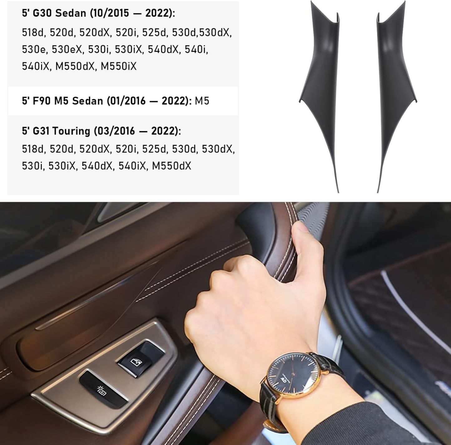 BMW 5 Series G30 G31 Interior Door Handle Covers 2017-2022 2PCS Replacement Door Pull Handle Covers for BMW G30 G31 F90 M5 518d 520d 520i 530d 540i M550i-autoydsstore