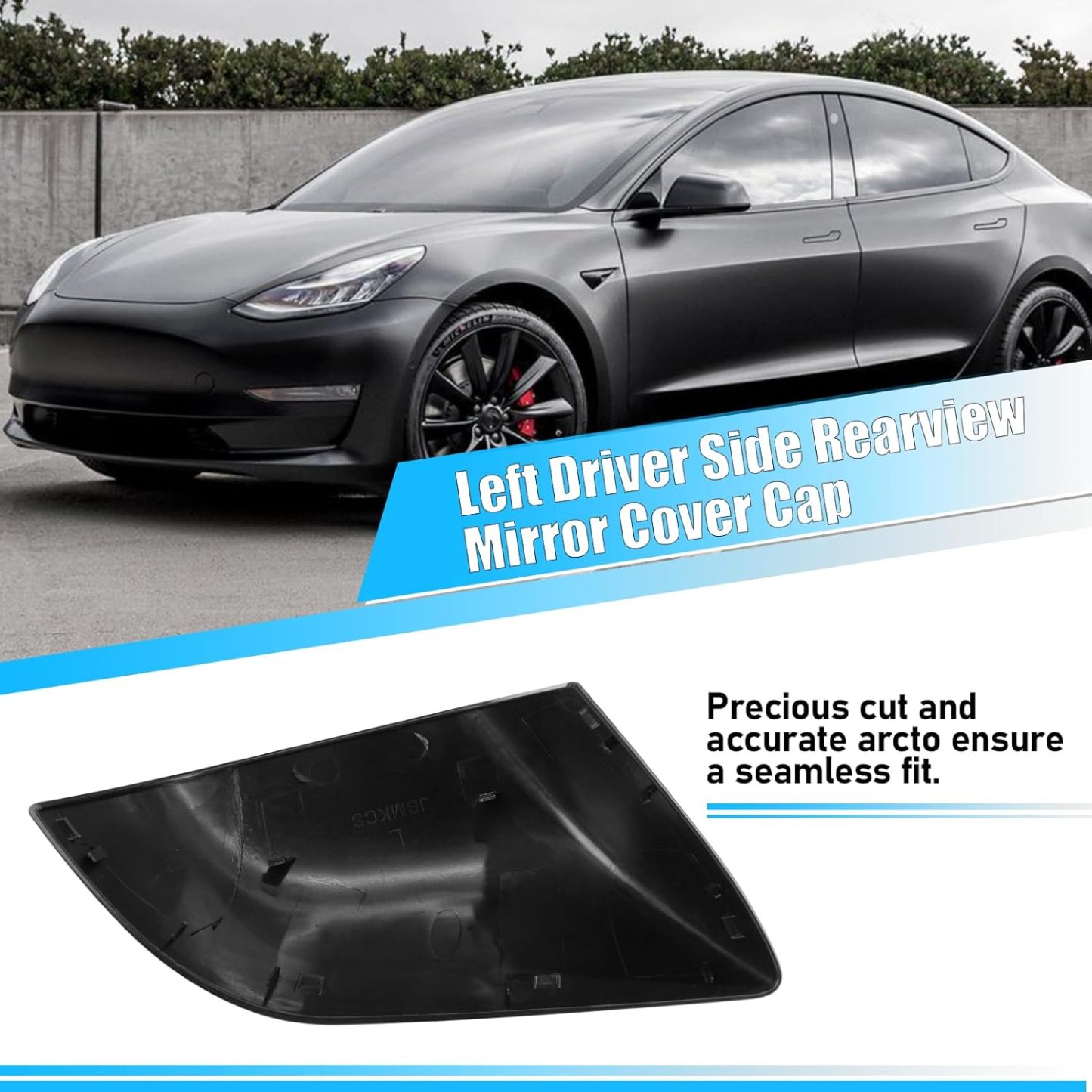 Tesla Model 3 Side Mirror Cover Replacement (2017-2023) - Black | YDSSTORE