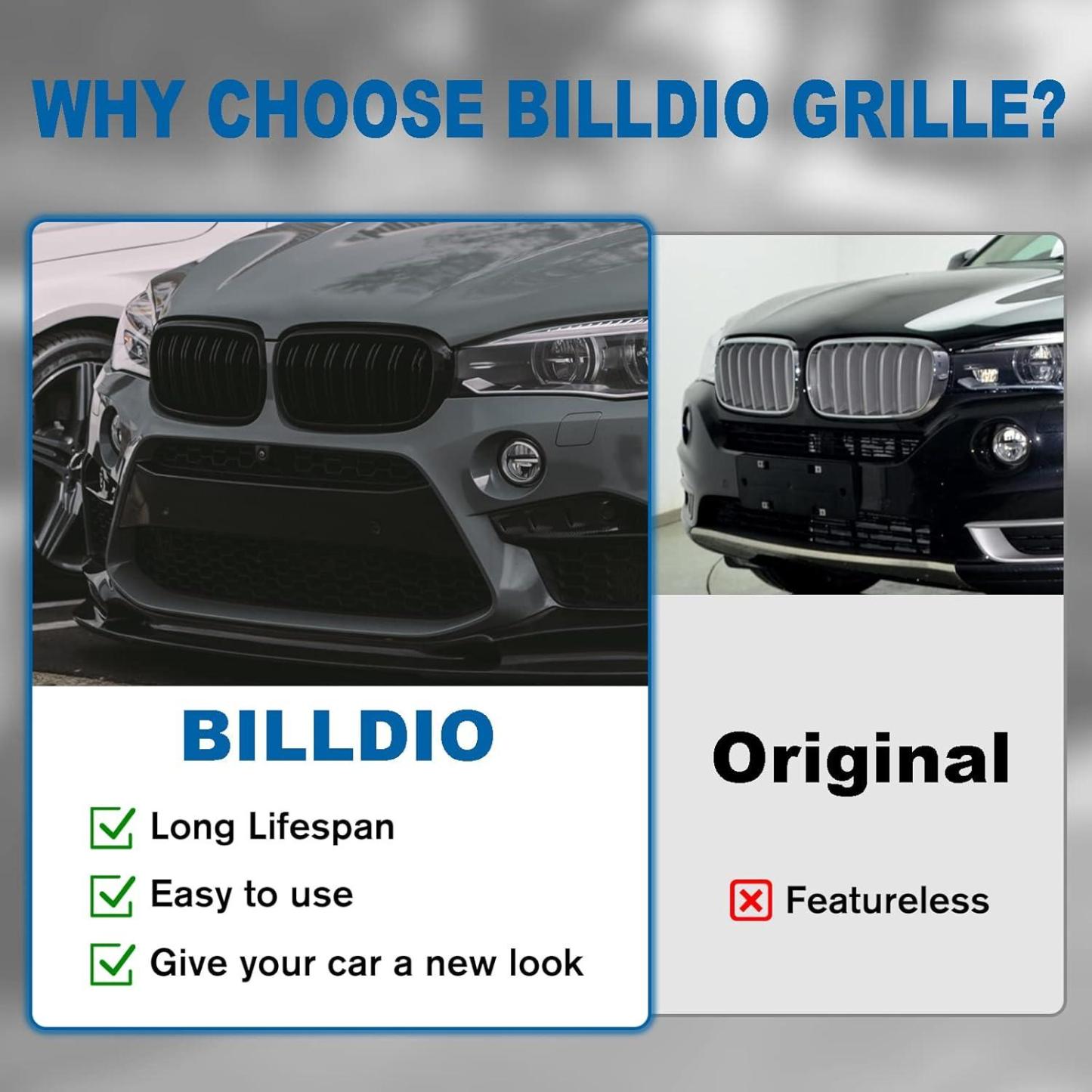 YDSSTORE X5 F15 Grille .Gloss Black Kidney Grille Fit 2014-2018 X5 F15 X6 F16 X5M F85 X6M F86 Dual Slat Double Line-autoydsstore