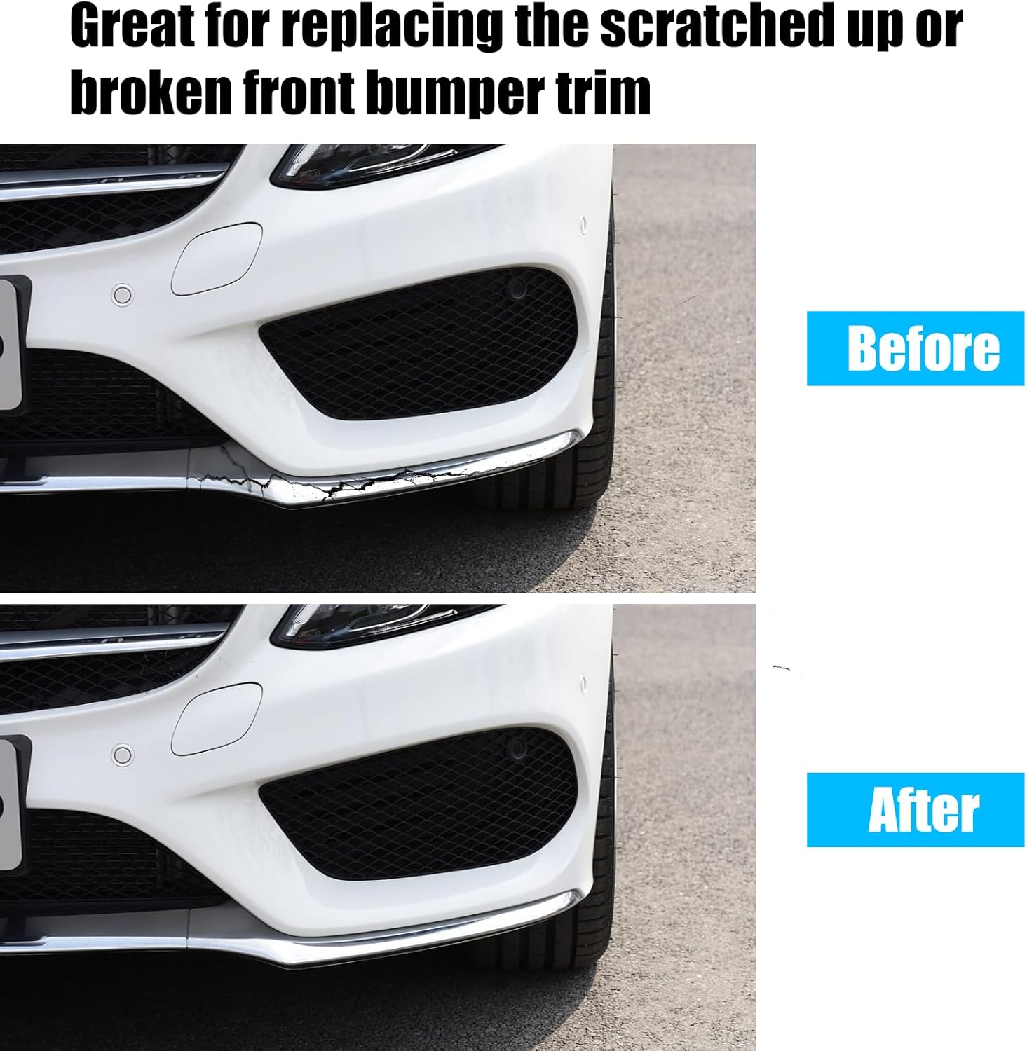 For Mercedes-Benz W205 Front Bumper Trim Molding 2015-2018.Left Side Front Bumper Lower Chrome Trim Replacement A2058851374 for Mercedes W205 C300 C400 C350 C63 AMG-LINE Sport Model-autoydsstore