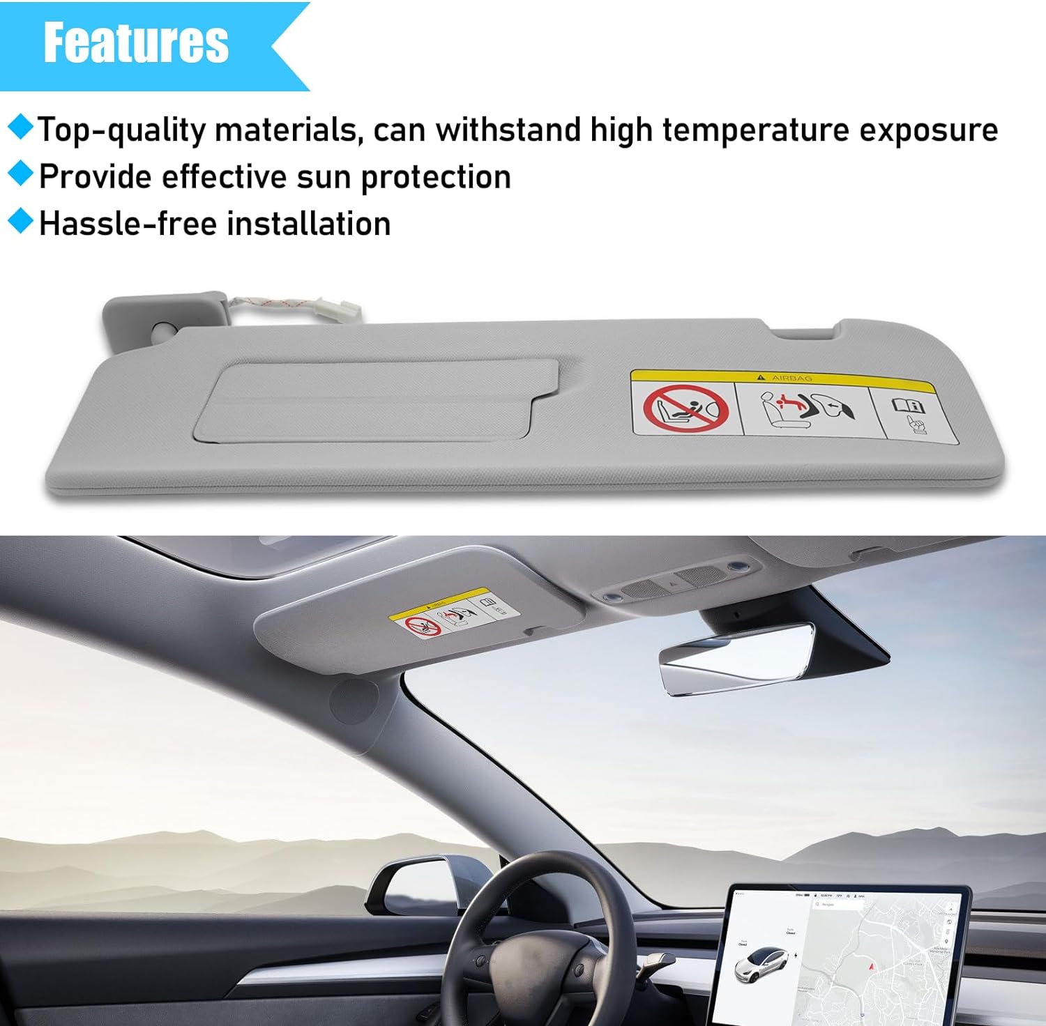 YDSSTORE Compatible with Tesla Model 3/Y Sun Visor 2021 2022 2023. 1490405-01-B. Driver Side Sunvisor Replacement with Vanity Mirror. Left Sun Visor for Tesla Model 3 Model Y 2021-2023 (Left)-autoydsstore