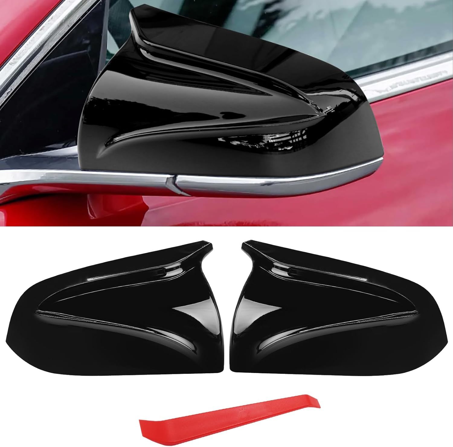 YDSSTORE Compatible with Tesla Model 3 Side Mirror Cover 2017-2024. Horns M Style Glossy Black Rear View Mirror Cover. Clip-on Left Driver &Right Passenger Side Mirror Caps for Tesla Model 3 Accessories-autoydsstore