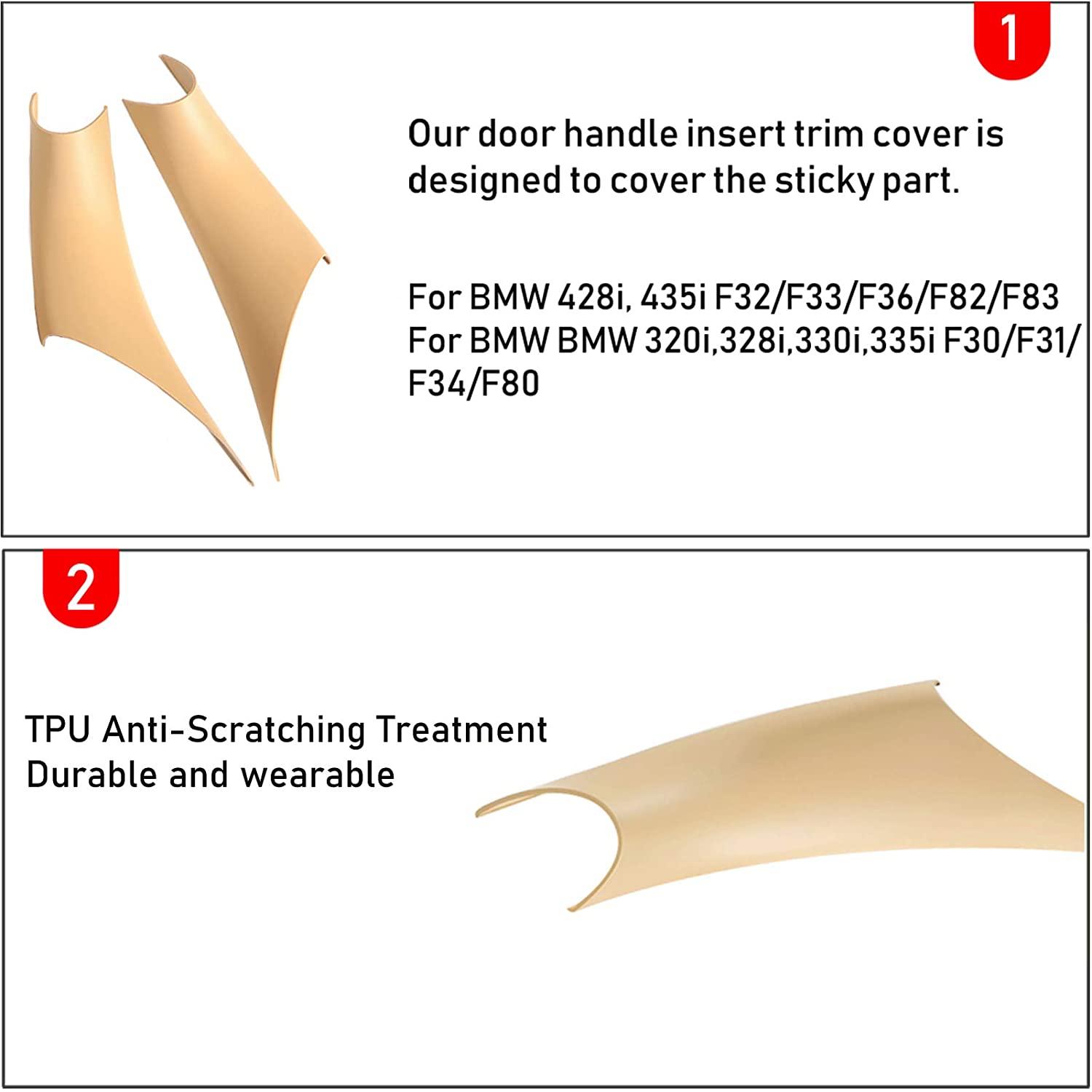 For BMW 3 Series Car Door Handle-F30/F31/F80 | Beige 2pcs Modified | YDSSTORE