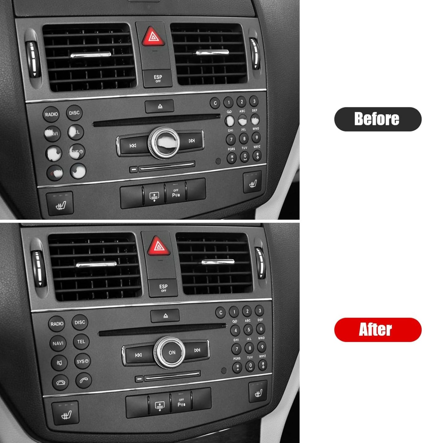 For Mercedes Benz C CLK Radio Button Cover Stickers | YDSSTORE