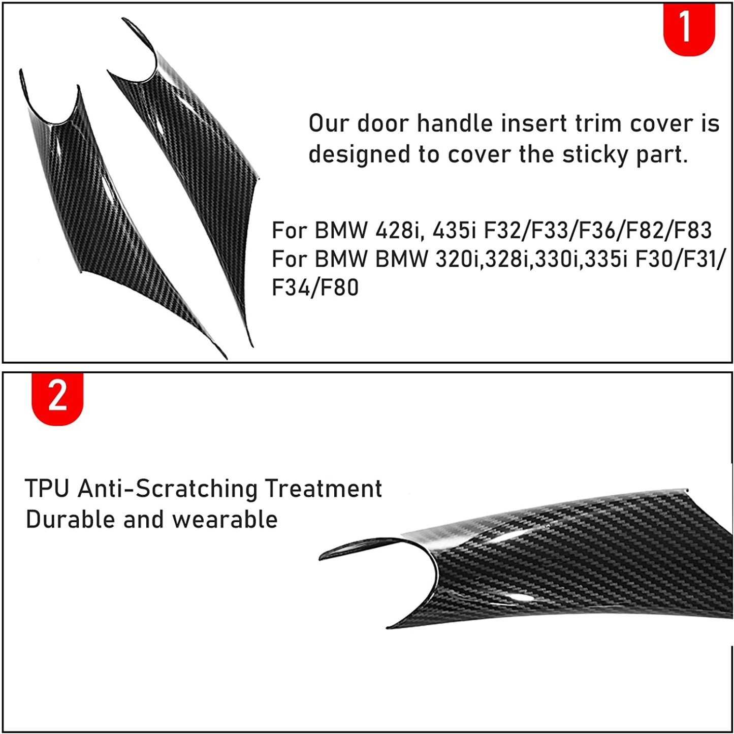 Upgraded For BMW 3 Series Car Door Handle-F30/F31/F80 2pcs| Carbon Fiber | YDSSTORE