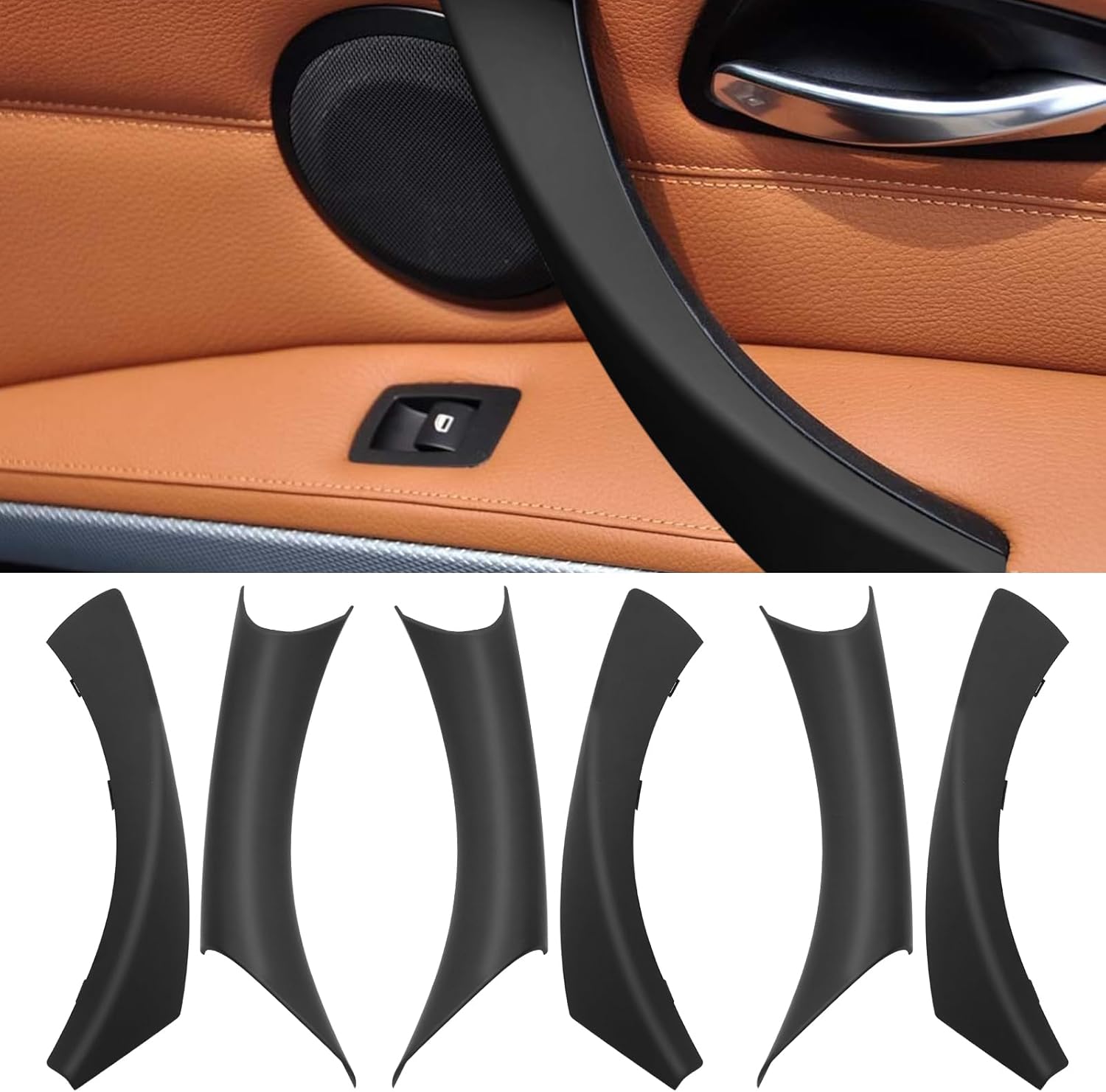 For BMW 3 E90/E91 Door Handle Covers. 6PCS Door Pull Handle Cover Left and Right Passenger (Black) |YDSSTORE-autoydsstore