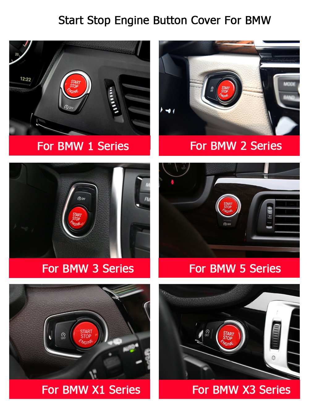 Upgraded For BMW Red Start Stop Button Covers | YDSSTORE