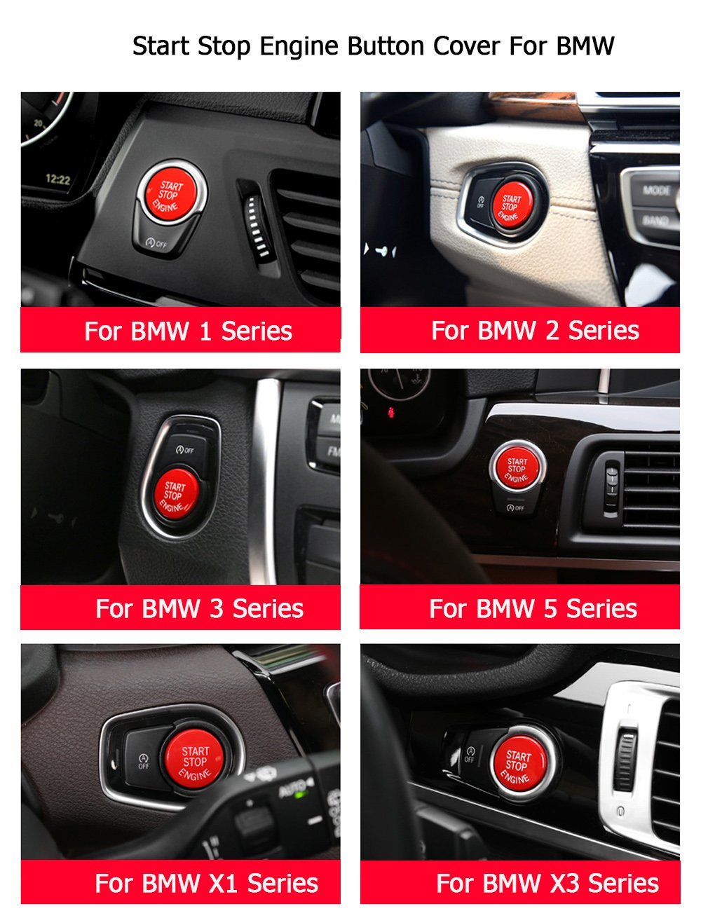Upgraded For BMW Red Start Stop Button Covers | YDSSTORE