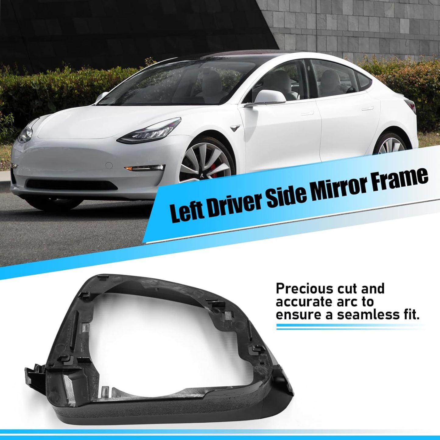 YDSSTORE Compatible with Tesla Model 3 Side Mirror Cover Housing 2017 2018 2019 2020 2021 2022 2023. Left Driver Side Rearview Mirror Frame. Door Wing Mirror Frame Cover Replacement Model 3 Accessories-autoydsstore