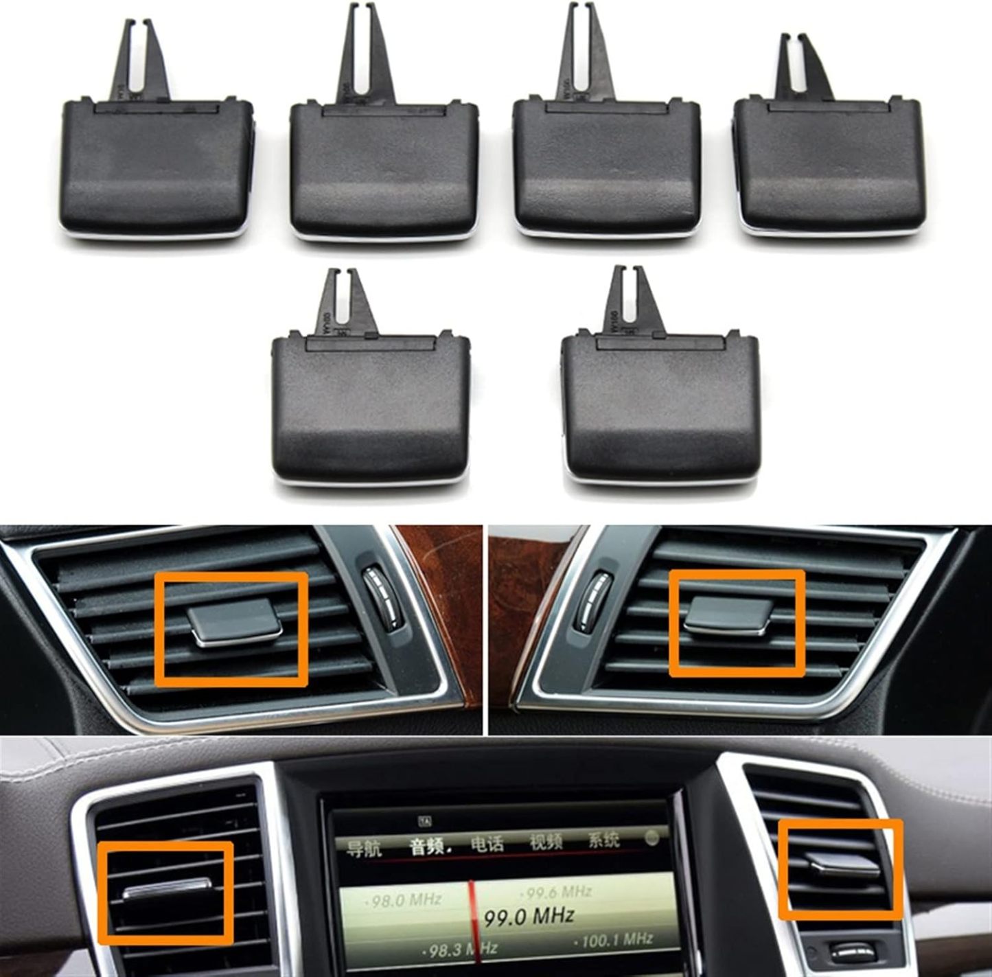 1668300054 Rejilla de ventilación de aire acondicionado para salpicadero delantero y trasero compatible con Mercedes Benz M GL ML GLE GLS W166 W292 2011-2019 (Color trasero izquierdo)