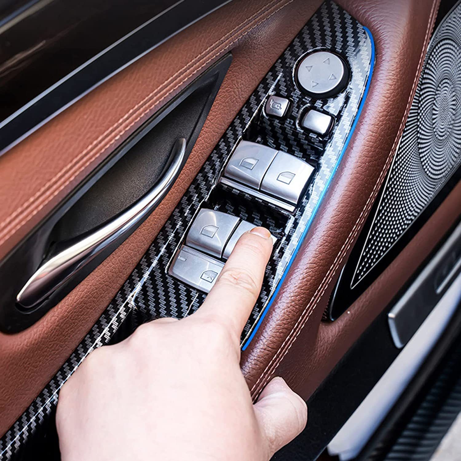 For BMW 5 Series F10/F11 | Carbon Fiber Door Handle Kit + Window Switch Covers - 7PCS | YDSSTORE-autoydsstore