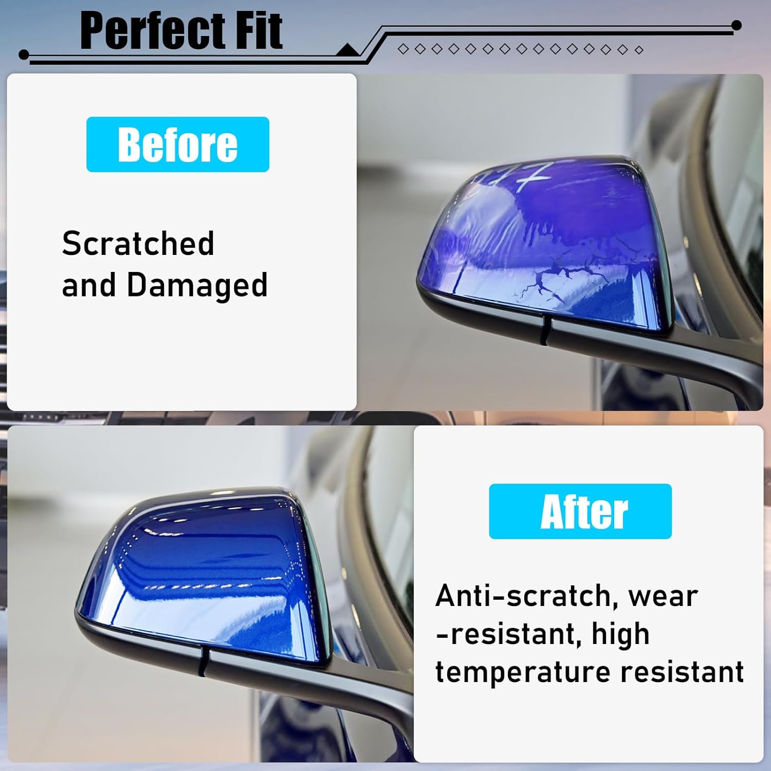 YDSSTORE Compatible with Tesla Model 3 Side Mirror Cover Replacement 2017 2018 2019 2020 2021 2022 2023 2024. Passenger Side Rear View Mirror Cover. Door Mirror Cover Caps for Model 3 Accessories(Blue)-autoydsstore