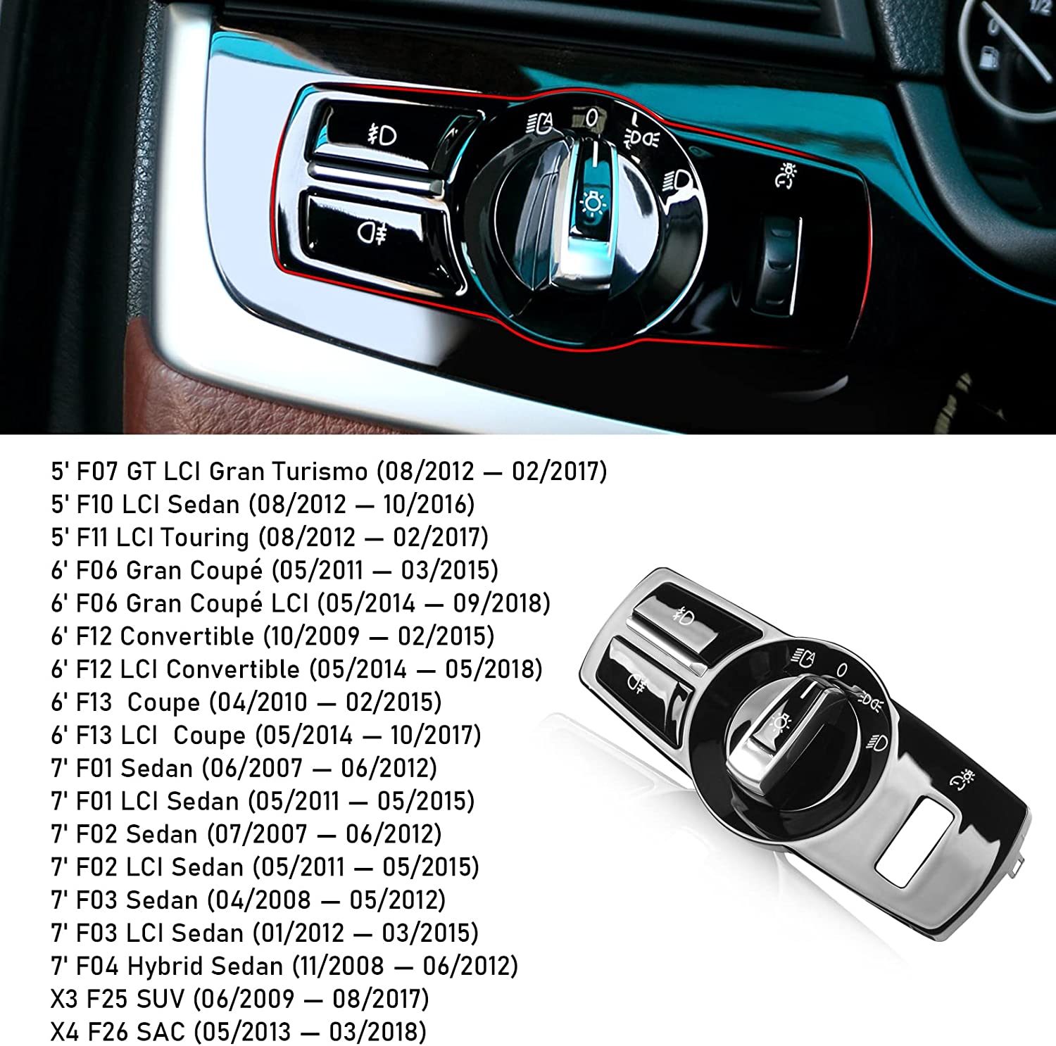 For BMW Headlight Switch Knob Button Covers | 4PCS | YDSSTORE