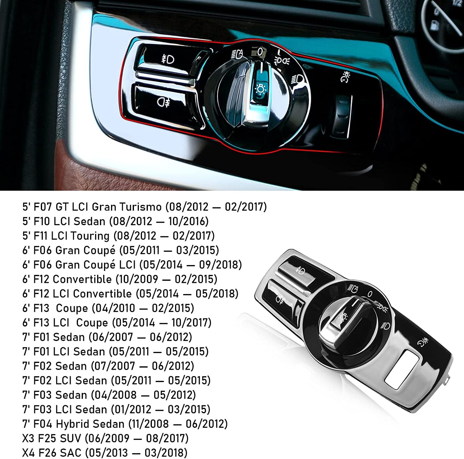 For BMW Headlight Switch Knob Button Covers | 4PCS | YDSSTORE