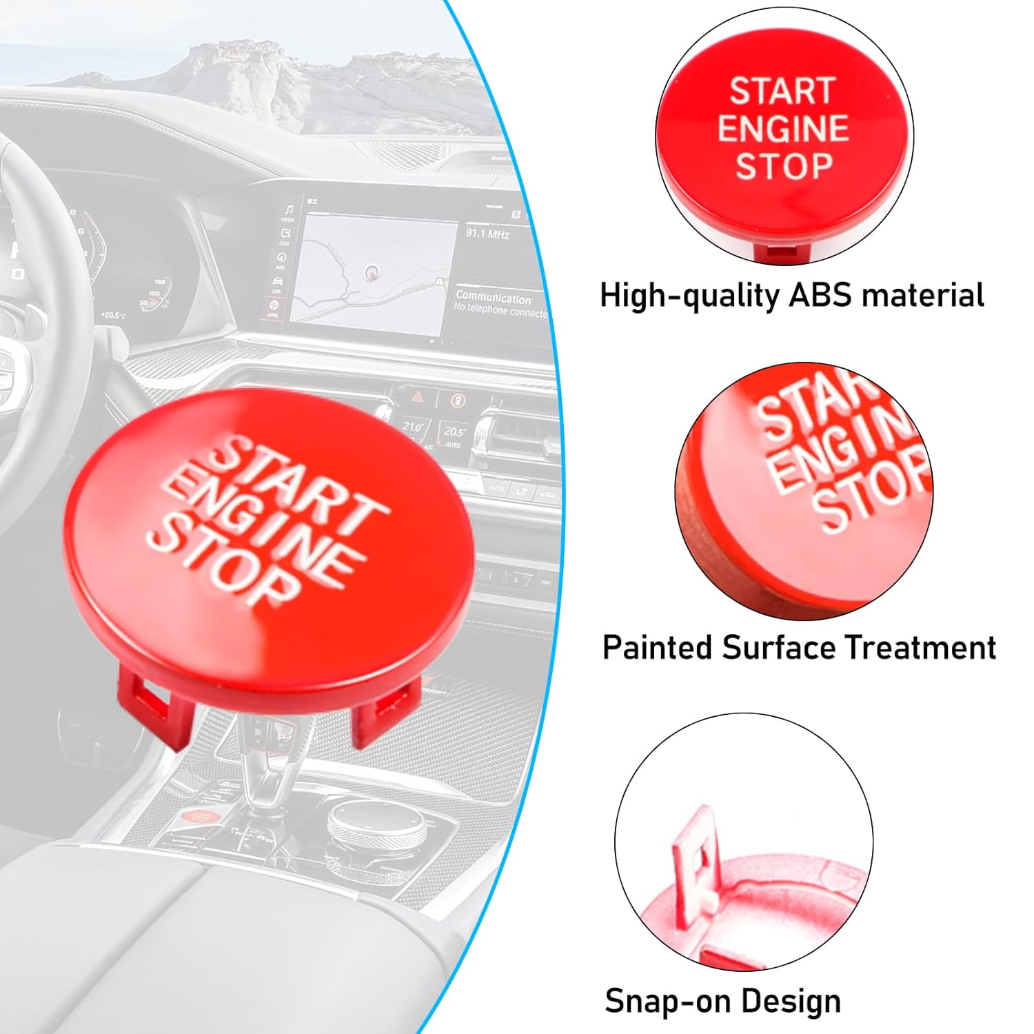 Sports Red Start Stop Button For BMW 1 2 3 8 X5 X6 X7 Z4 | YDSSTORE
