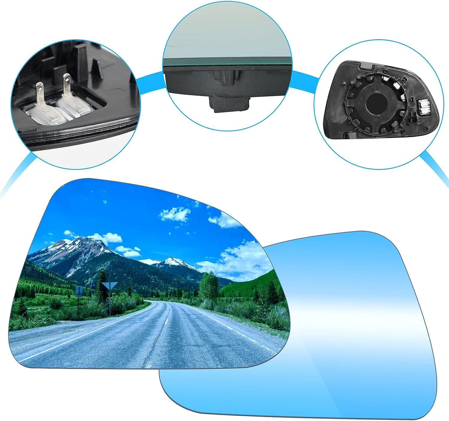 YDSSTORE Compatible with Tesla Model 3 Side Mirror Glass Replacement 2PCS. Heated Defogging Anti Glare Model 3 Rear View Mirror. Blue Mirror Glass Lens for Model 3 2017-2023 (Driver Side+Passenger Side)-autoydsstore