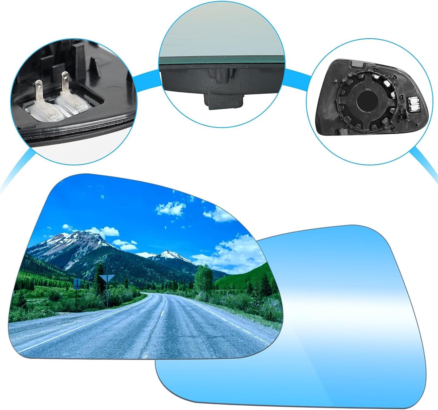 YDSSTORE Compatible with Tesla Model 3 Side Mirror Glass Replacement 2PCS. Heated Defogging Anti Glare Model 3 Rear View Mirror. Blue Mirror Glass Lens for Model 3 2017-2023 (Driver Side+Passenger Side)-autoydsstore