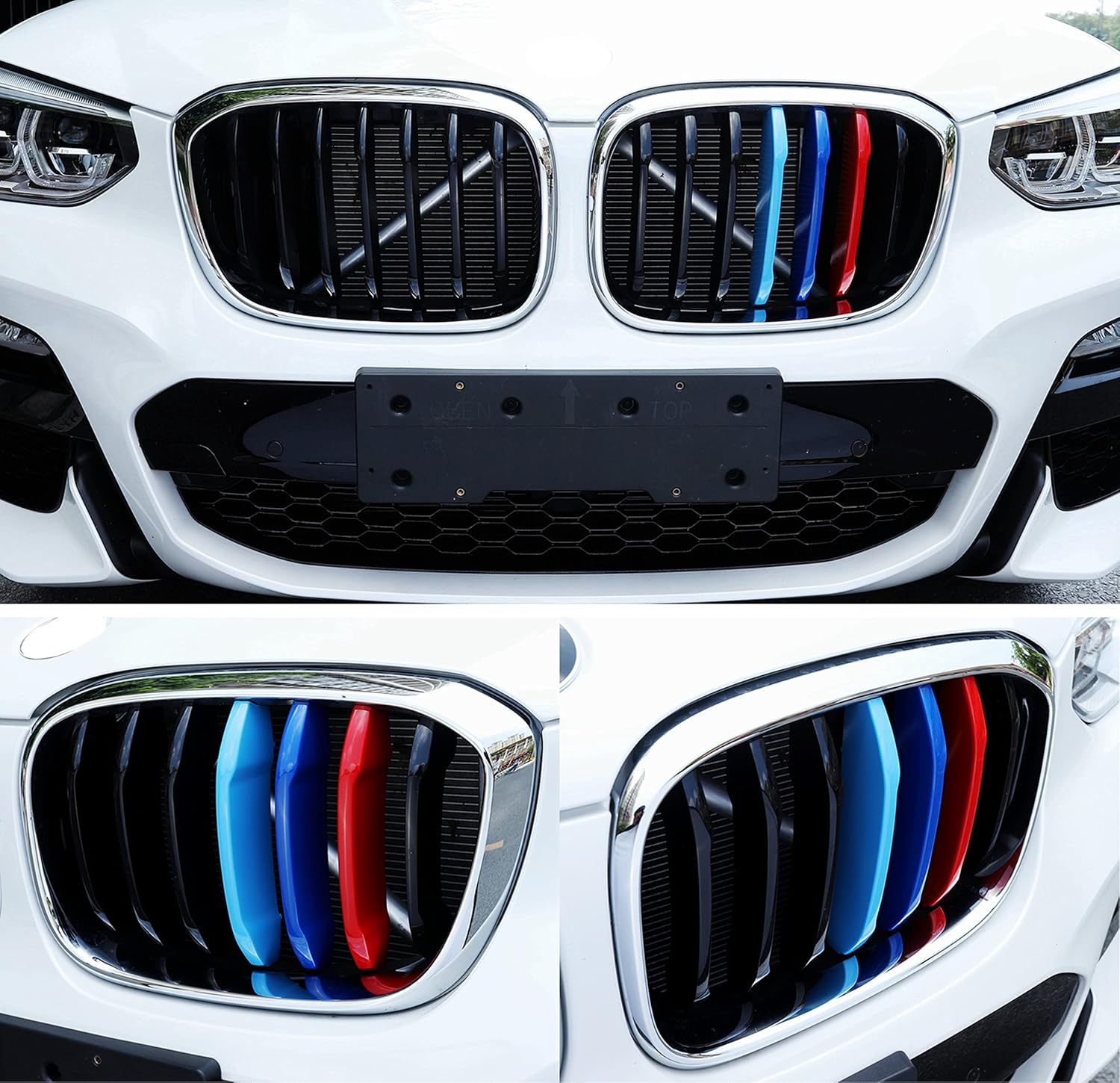 YDSSTORE M-Colored ABS Plastic Grille Inserts for BMW X3 (2018-2021) | Compatible with Standard Kidney Grille. 7 Beams (Not for 2020 X4 M40i)-autoydsstore