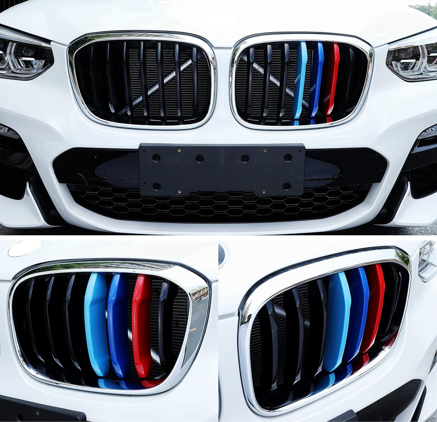 YDSSTORE M-Colored ABS Plastic Grille Inserts for BMW X3 (2018-2021) | Compatible with Standard Kidney Grille. 7 Beams (Not for 2020 X4 M40i)-autoydsstore