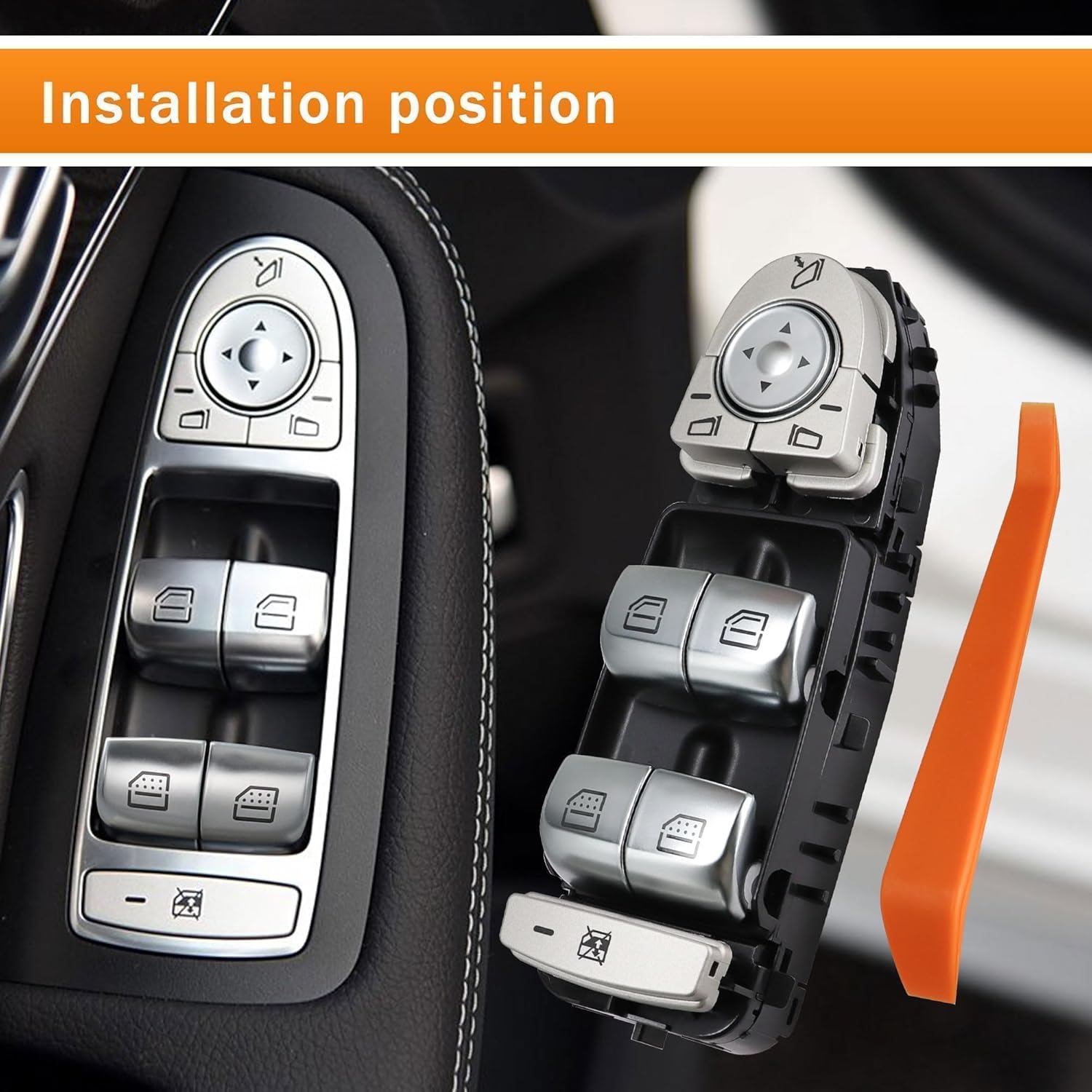 2229056800 Left Driver Side Door Power Window Switch Fit for Mercedes Benz C300 C400 GLC300 2015 2016 2017 2018 2019 2020 2021 Black